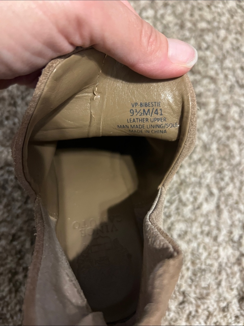 Vince Camuto Suede Ankle Booties in Taupe with Stacked Heel- size 9.5 - Picture 8 of 11